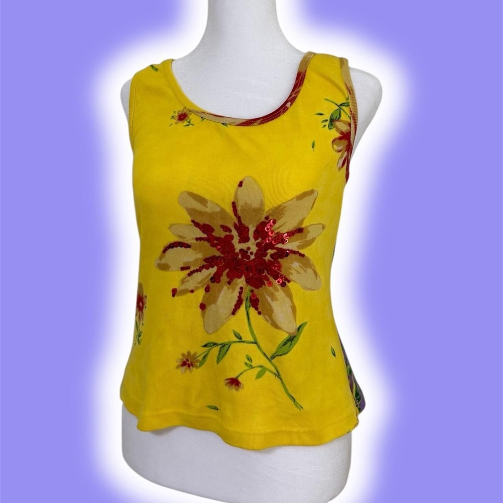 Floral Yellow Sleeveless Top